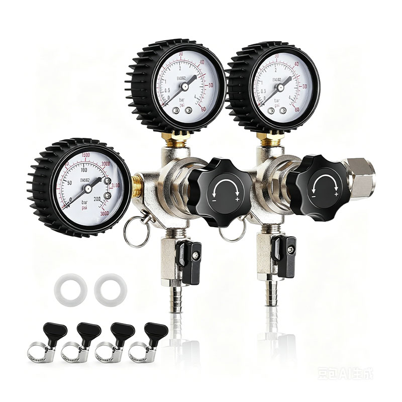 CO2 Regulator for Dual Tap Kegerator Draft Beer